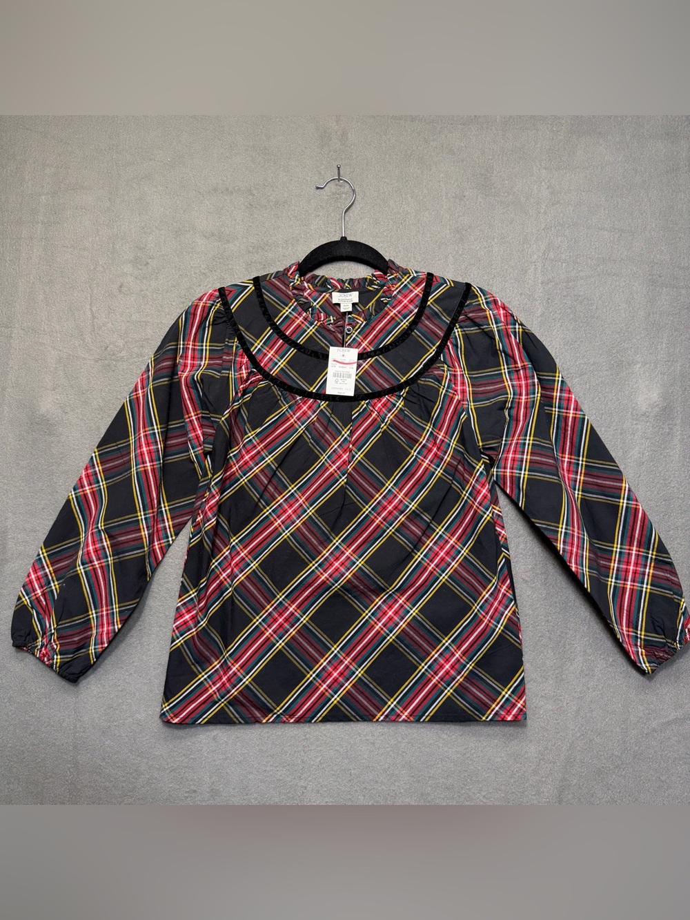 NWT xxs J.Crew Women’s Holiday Plaid blouse tartan poplin top
